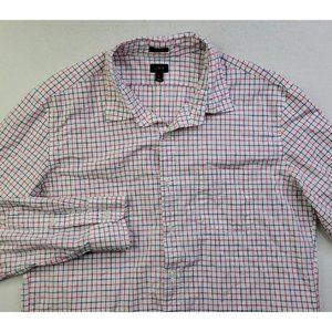 J. Crew Slim Fit Men XL Red White Blue Check Casual Button Shirt 100% Cotton